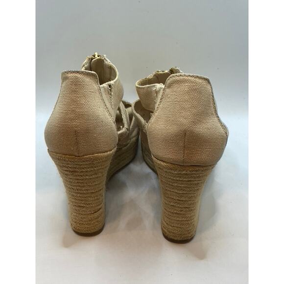 MERONA Women's Tan Alexa Strappy Peep-Toe Cork Wedge Sandals SZ 11 - Picture 8 of 11